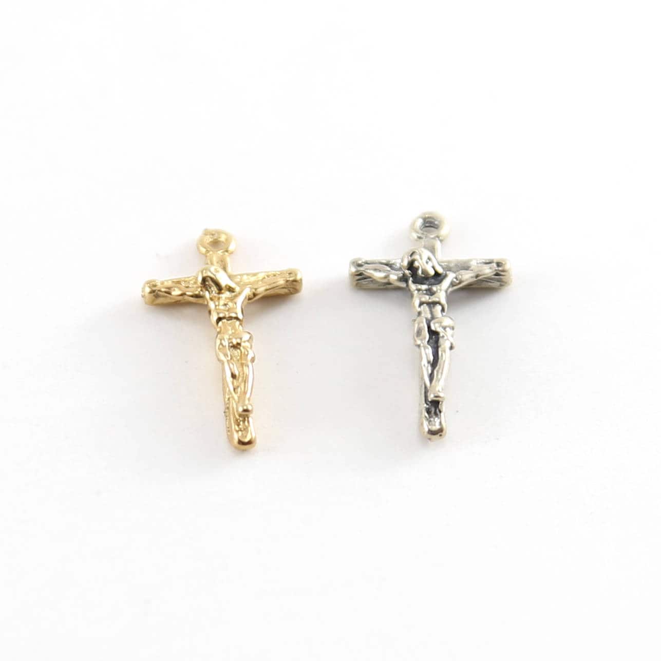 Sterling Silver or Vermeil Mini Crucifix Charm