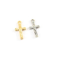 Sterling Silver or Vermeil Mini Tiny Little Crucifix Cross Charm with Flat