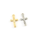 Sterling Silver or Vermeil Mini Tiny Little Crucifix Cross Charm with Flat