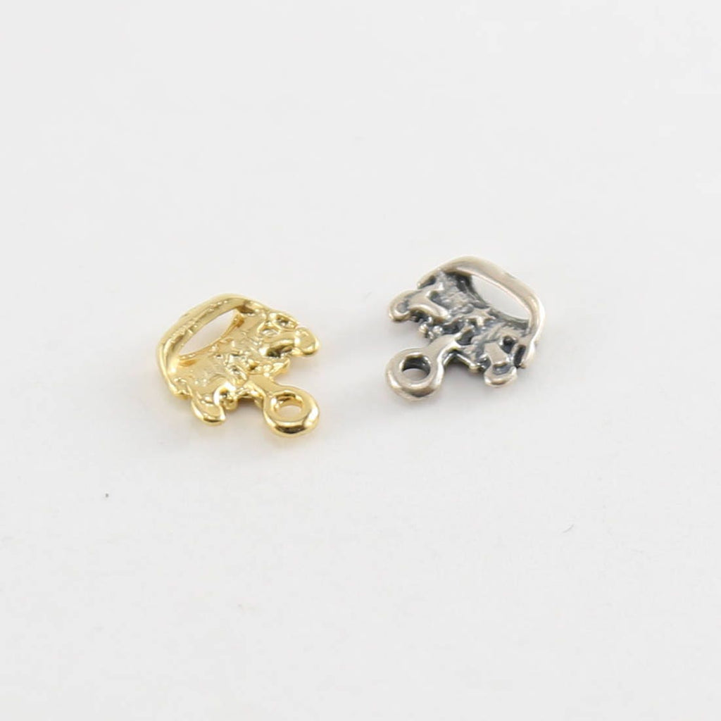Sterling Silver or Vermeil Little Flat Detailed Crown Charm or Tiny Royal