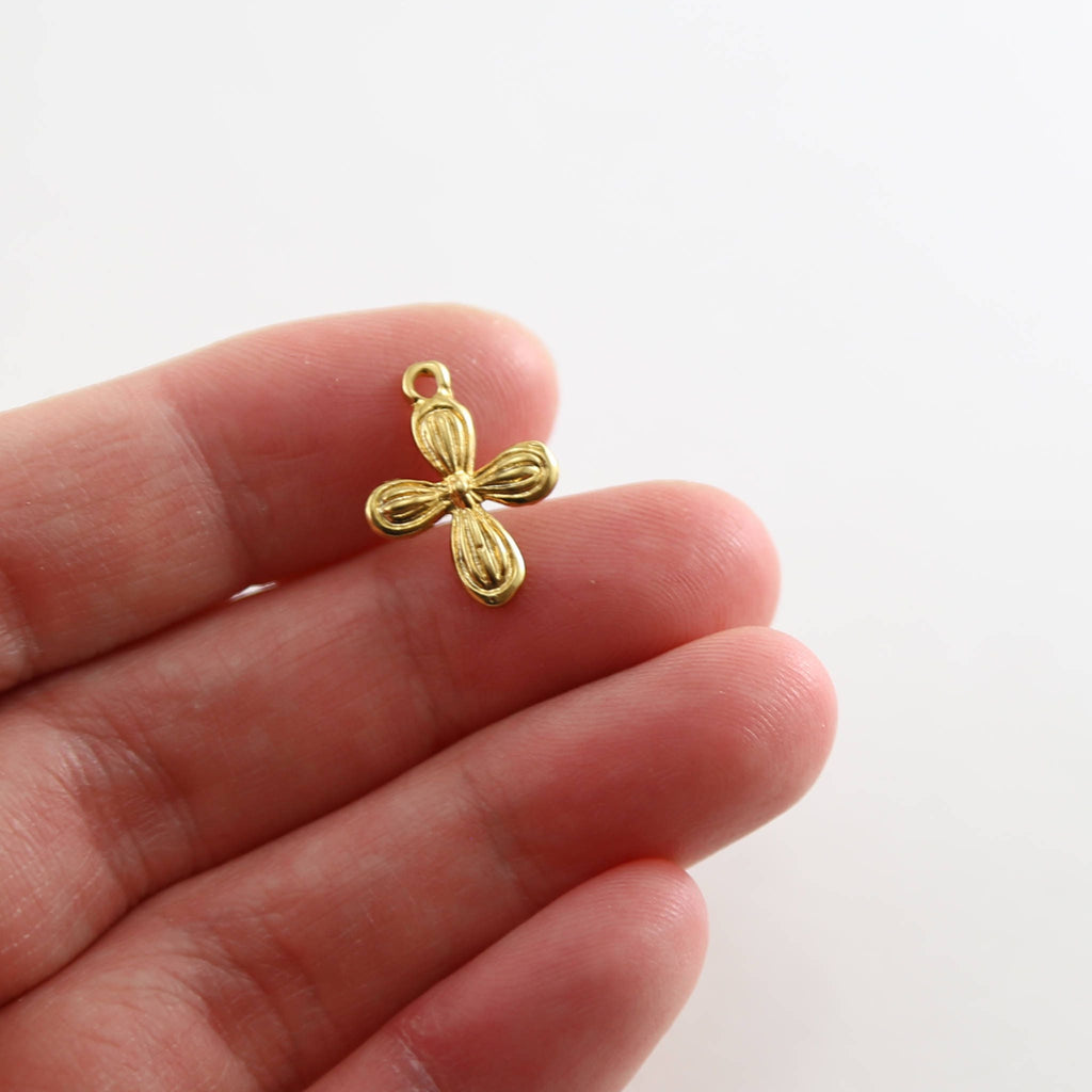 Sterling Silver or Vermeil Detailed Rounded Cross Charm in and Religious
