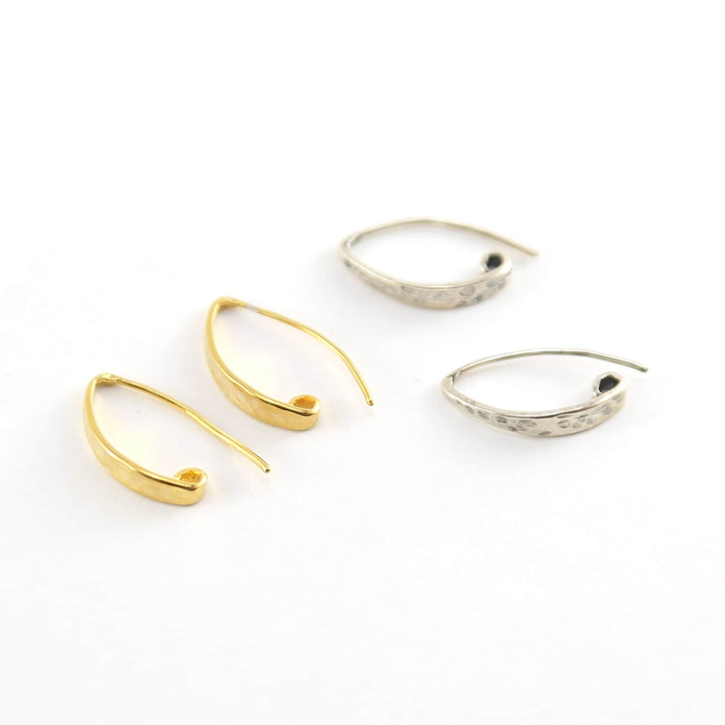 21mmx12mm Sterling Silver or Vermeil Flattened Front Earring Wire Ear (2pc)