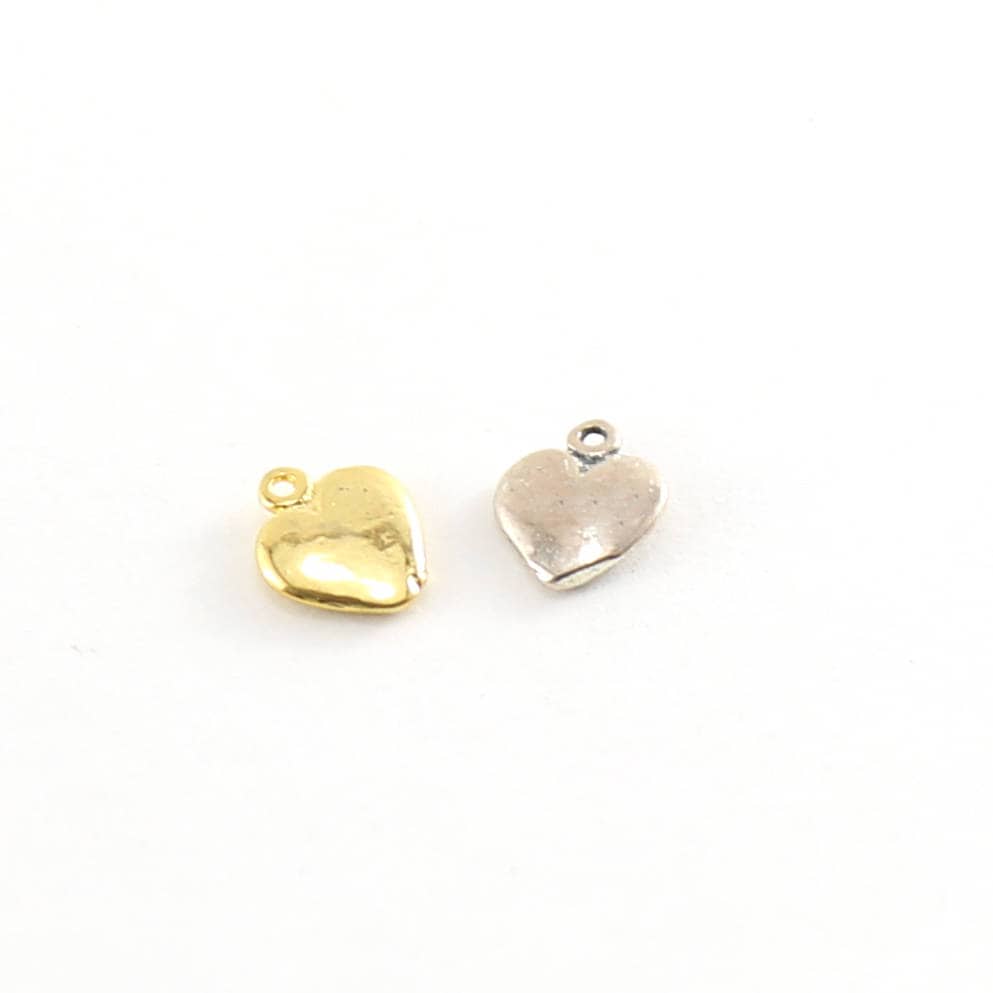 Sterling Silver or Vermeil Mini Flat Heart Charm in or Dainty Heart Love