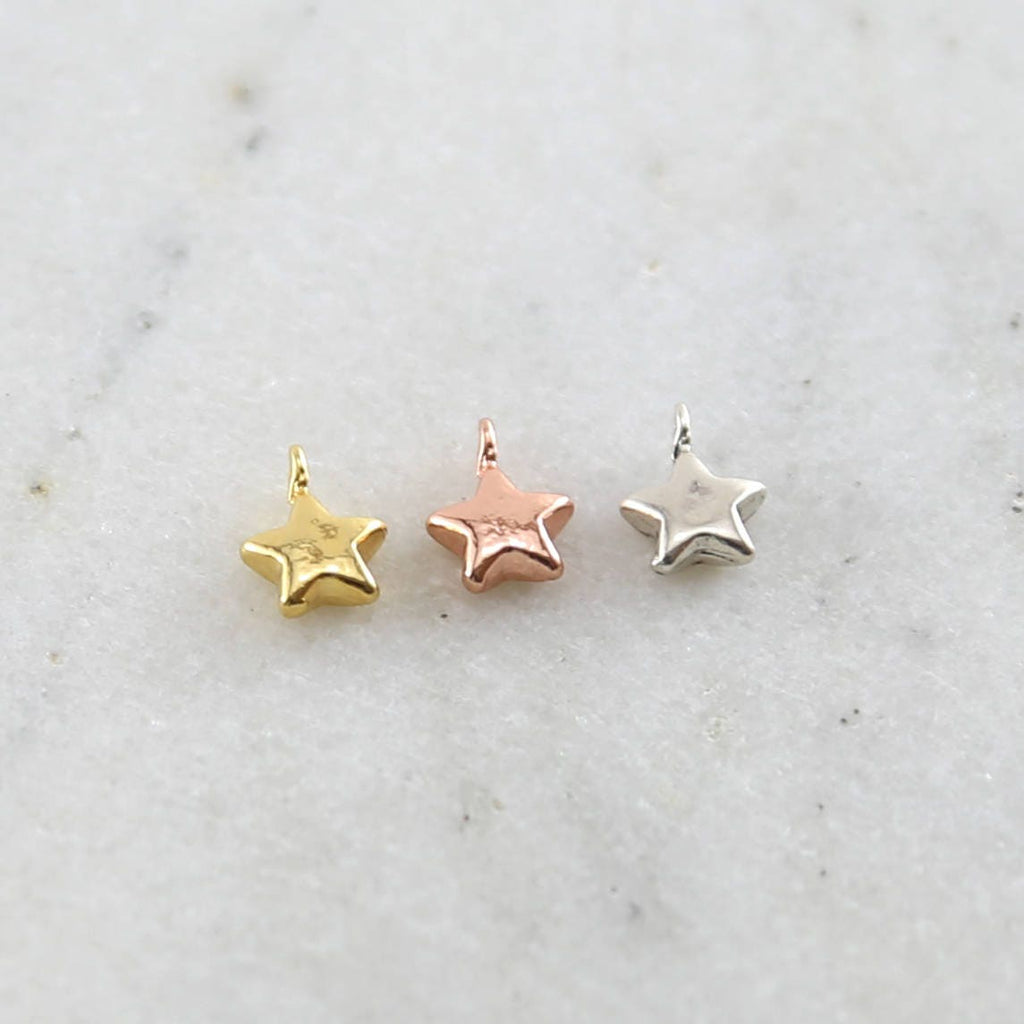 8mmx5mm Sterling Silver or Vermeil Teeny Tiny Puffy Star Charm Celestial