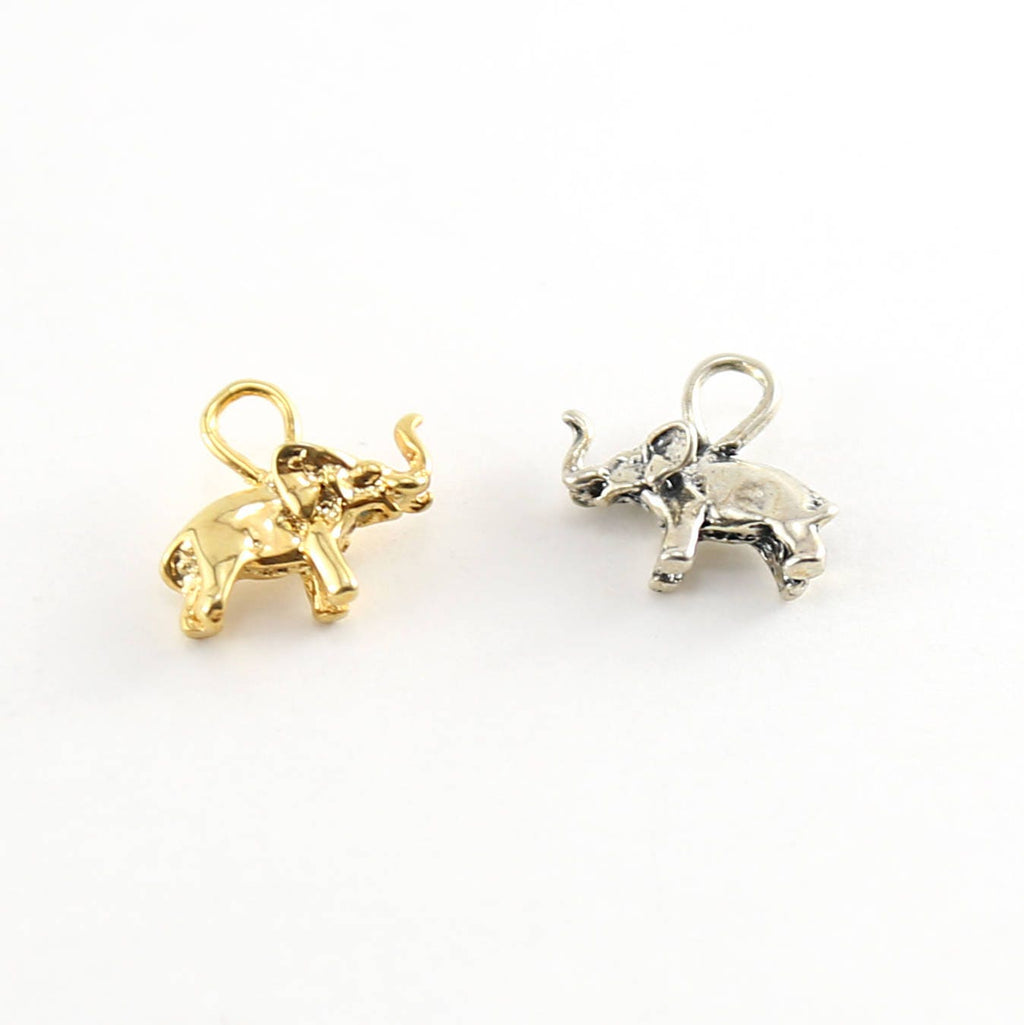Sterling Silver or Vermeil Elephant Charm Pendant 3D