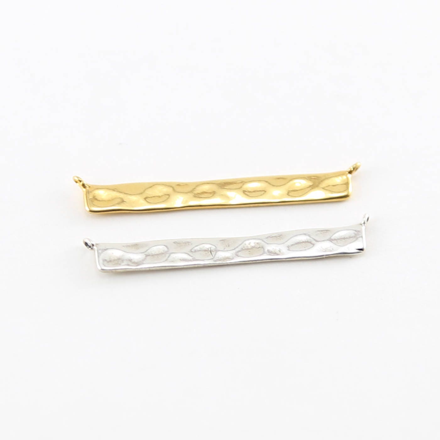 32mmx3mm Sterling Silver or Vermeil Hammered Textured Long Bar Connector