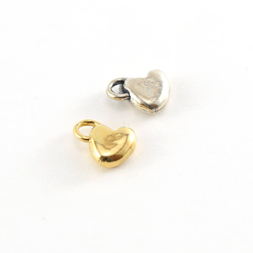 Sterling Silver or Vermeil Thick Sideways Organic Heart Charm