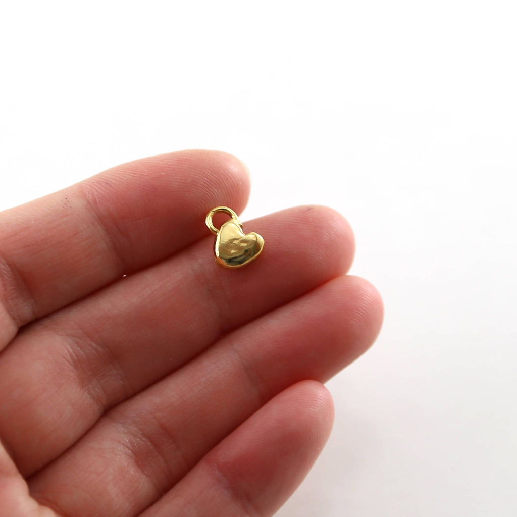 Sterling Silver or Vermeil Thick Sideways Organic Heart Charm