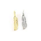 Sterling Silver or Vermeil Long Western Modern Feather Charm or Pendant