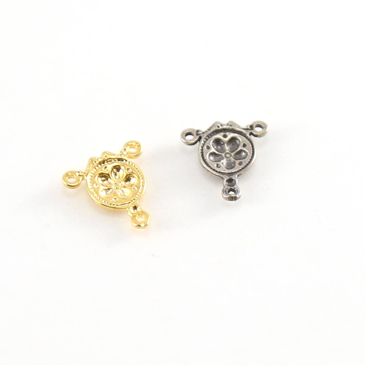 Sterling Silver or Vermeil Daisy Flower Y Connector Link Necklace Rosary Charm