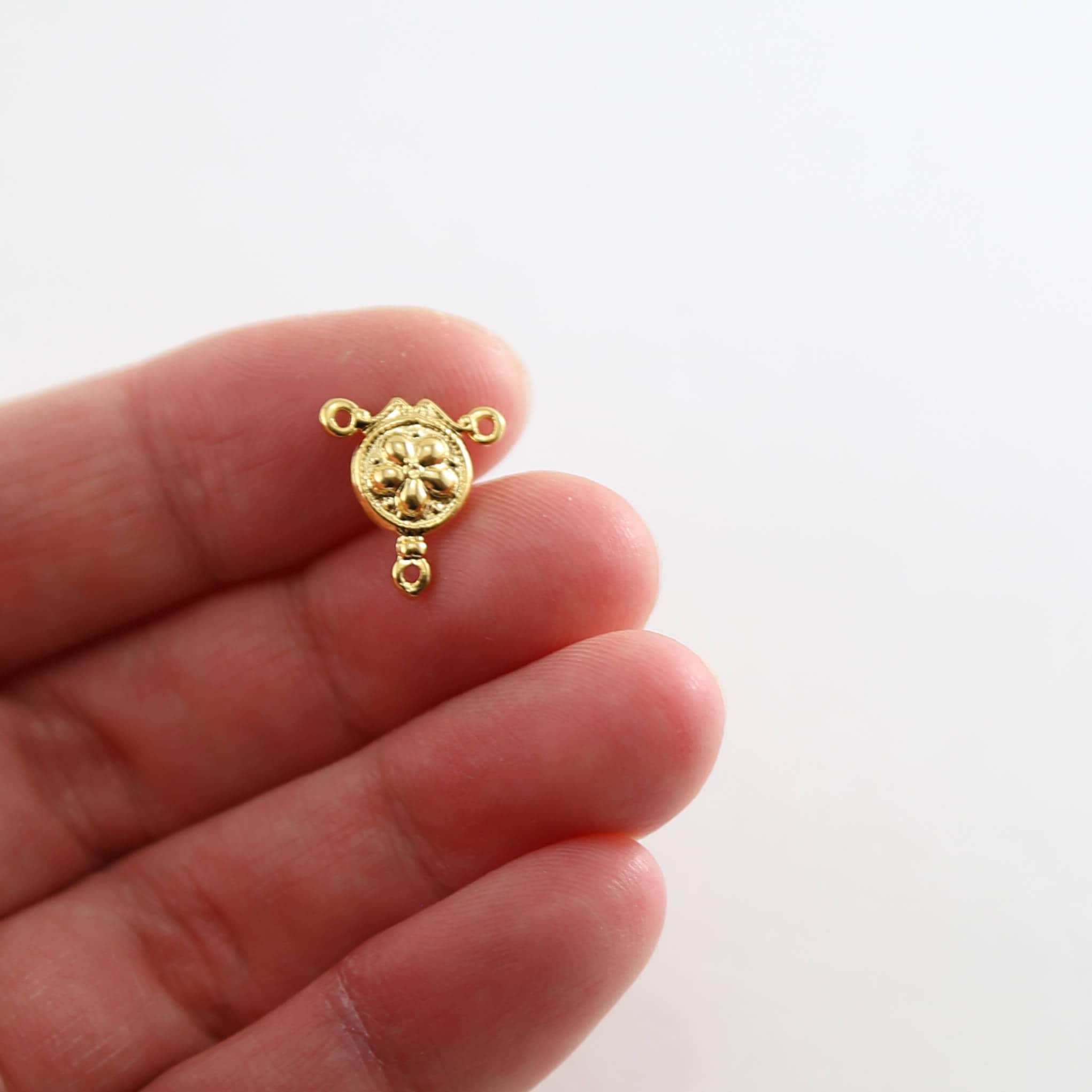 Sterling Silver or Vermeil Daisy Flower Y Connector Link Necklace Rosary Charm