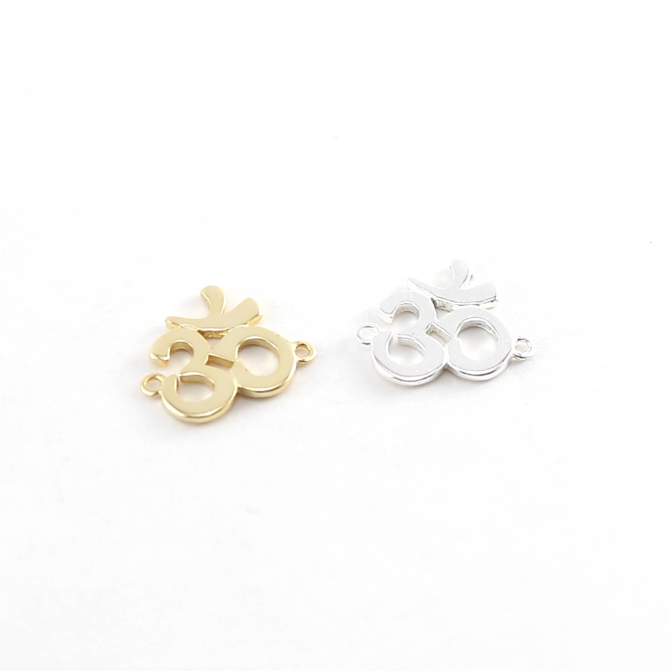 Sterling Silver or Vermeil Cut Out Ohm Connector Charm Pendant 2 Loops
