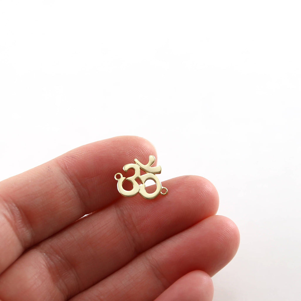 Sterling Silver or Vermeil Cut Out Ohm Connector Charm Pendant 2 Loops