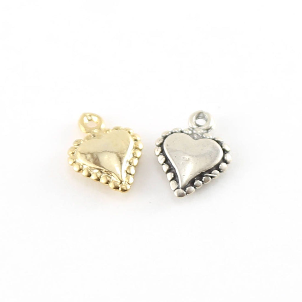 14mmx10mm Sterling Silver or Vermeil Small Beaded Rimmed Valentine's Day