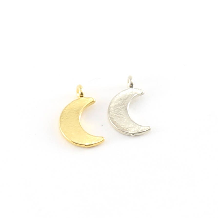 10mmx5mm Sterling Silver or Vermeil Tiny Mini Moon Charm (2pc)