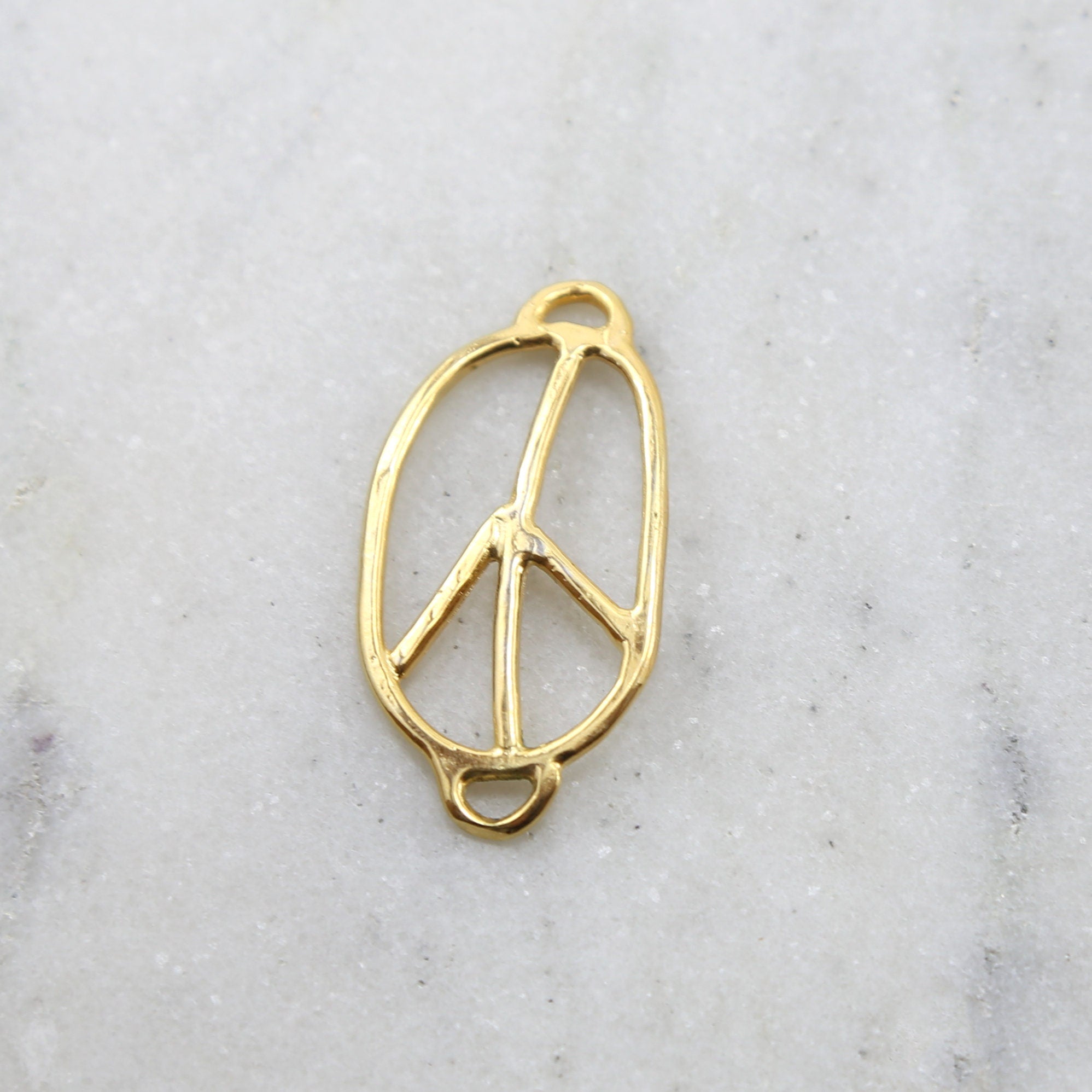 38mmx20mm Sterling Silver or Vermeil Organic Peace Sign Oval Shape Bracelet
