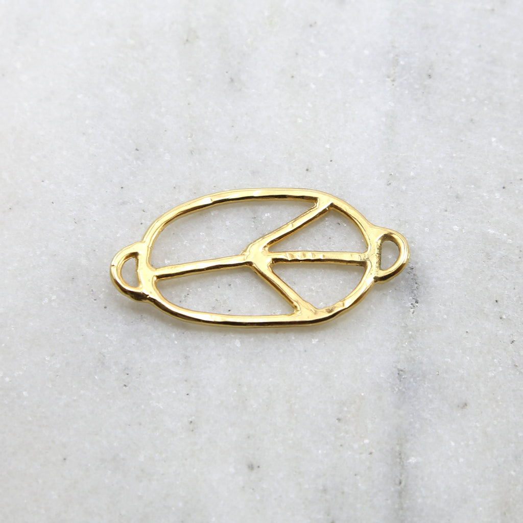 38mmx20mm Sterling Silver or Vermeil Organic Peace Sign Oval Shape Bracelet