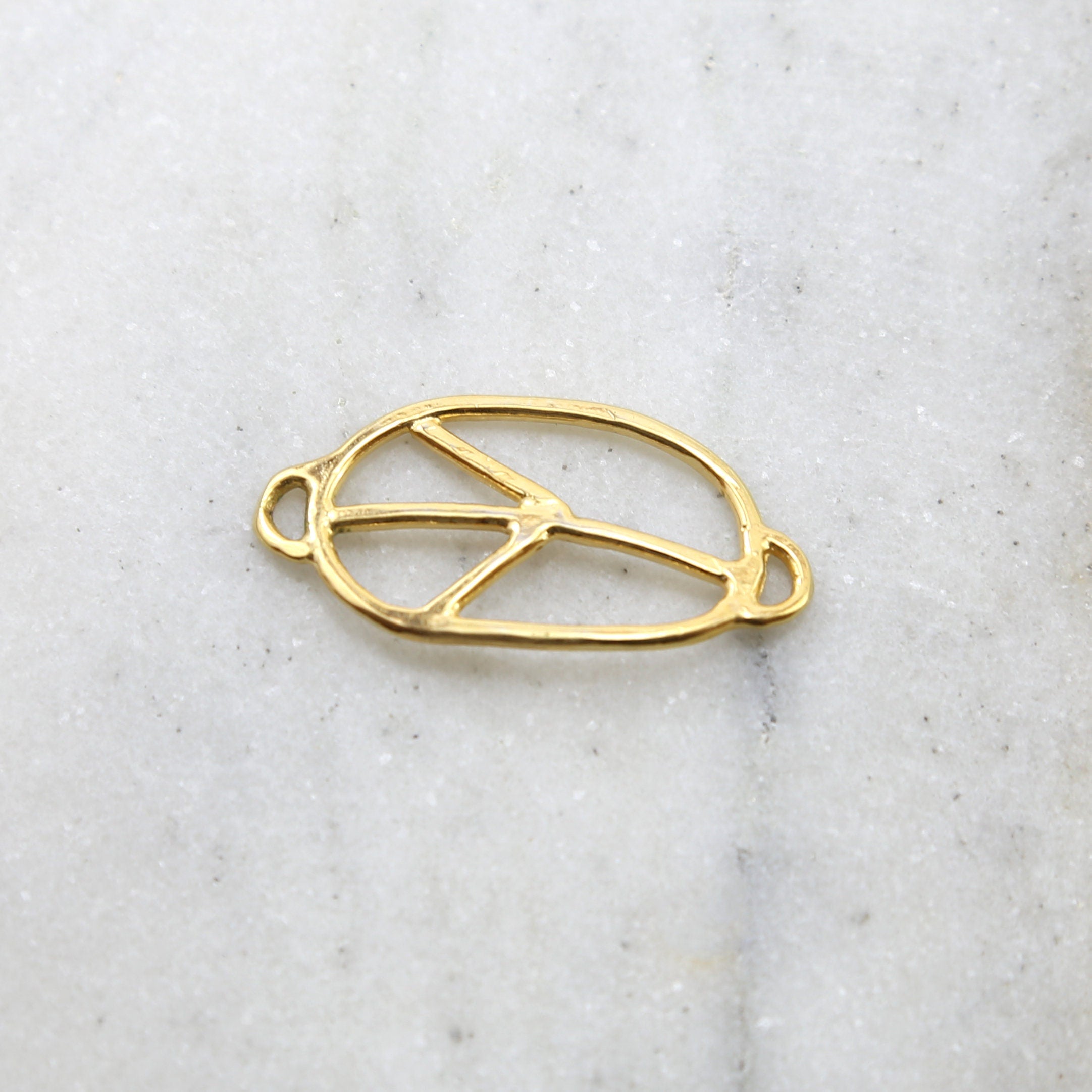 38mmx20mm Sterling Silver or Vermeil Organic Peace Sign Oval Shape Bracelet