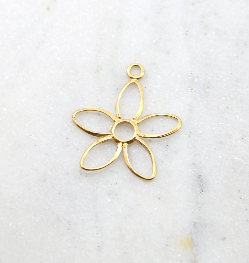 Sterling Silver or Vermeil Large Daisy Flower Nature Charm Spring Pendant