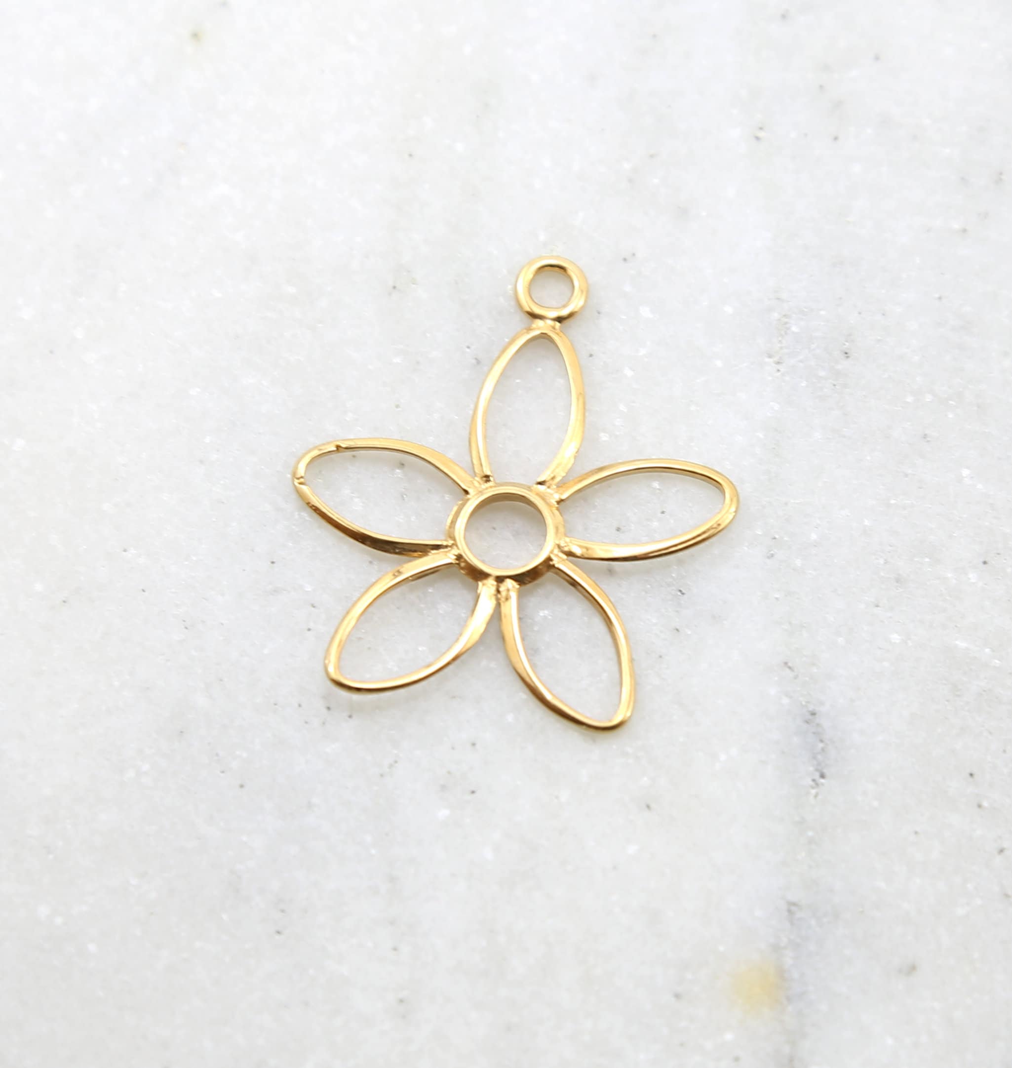 Sterling Silver or Vermeil Large Daisy Flower Nature Charm Spring Pendant
