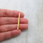 35mmx2mm Vermeil 3D Long Thick Bar Bead Charm Pendant with Hole