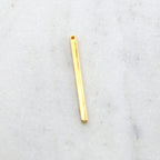 35mmx2mm Vermeil 3D Long Thick Bar Bead Charm Pendant with Hole