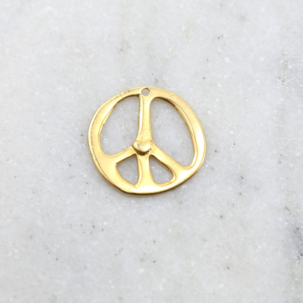 20mmx18mm Sterling Silver or Vermeil Organic Peace Sign with Heart Charm