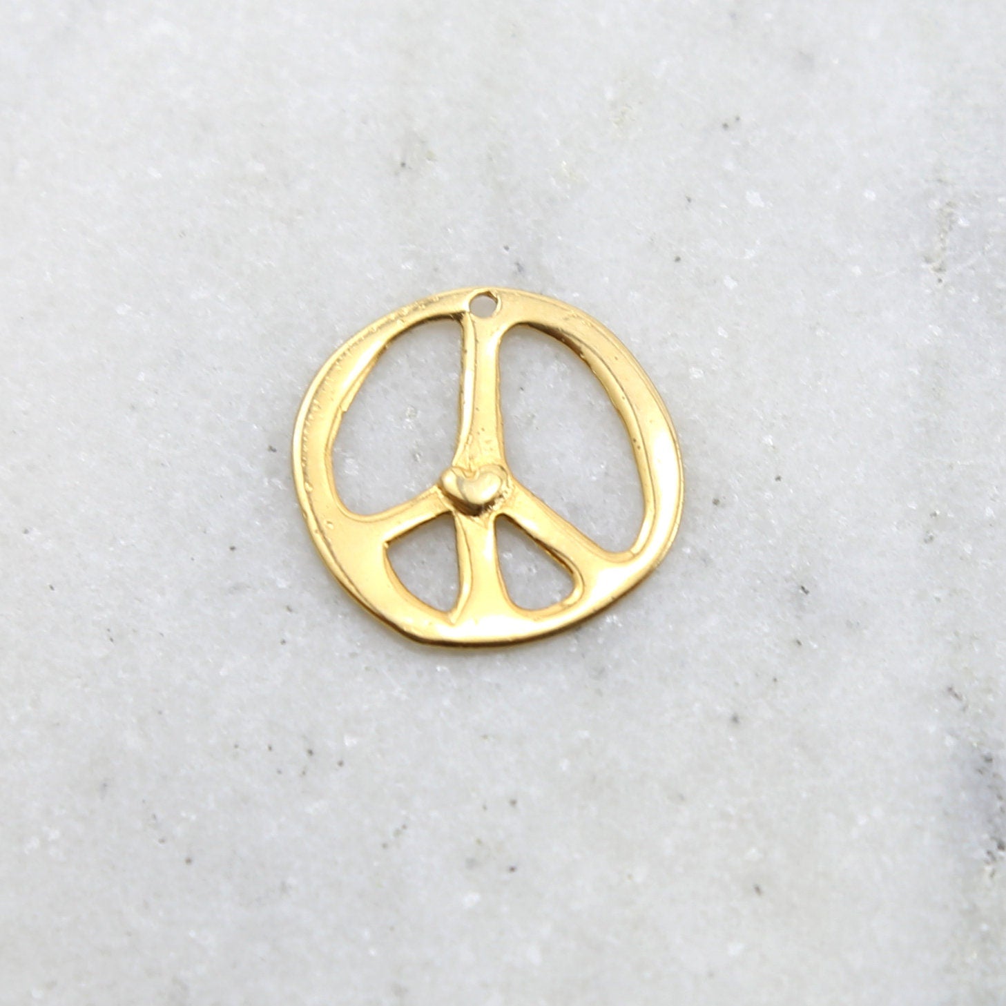 20mmx18mm Sterling Silver or Vermeil Organic Peace Sign with Heart Charm
