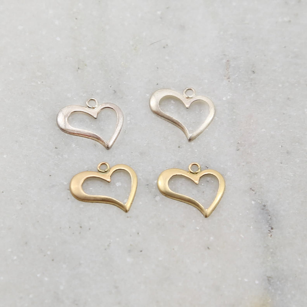 Sterling Silver or 14K Gold Filled Open Heart Silhouette Delicate (2pc)