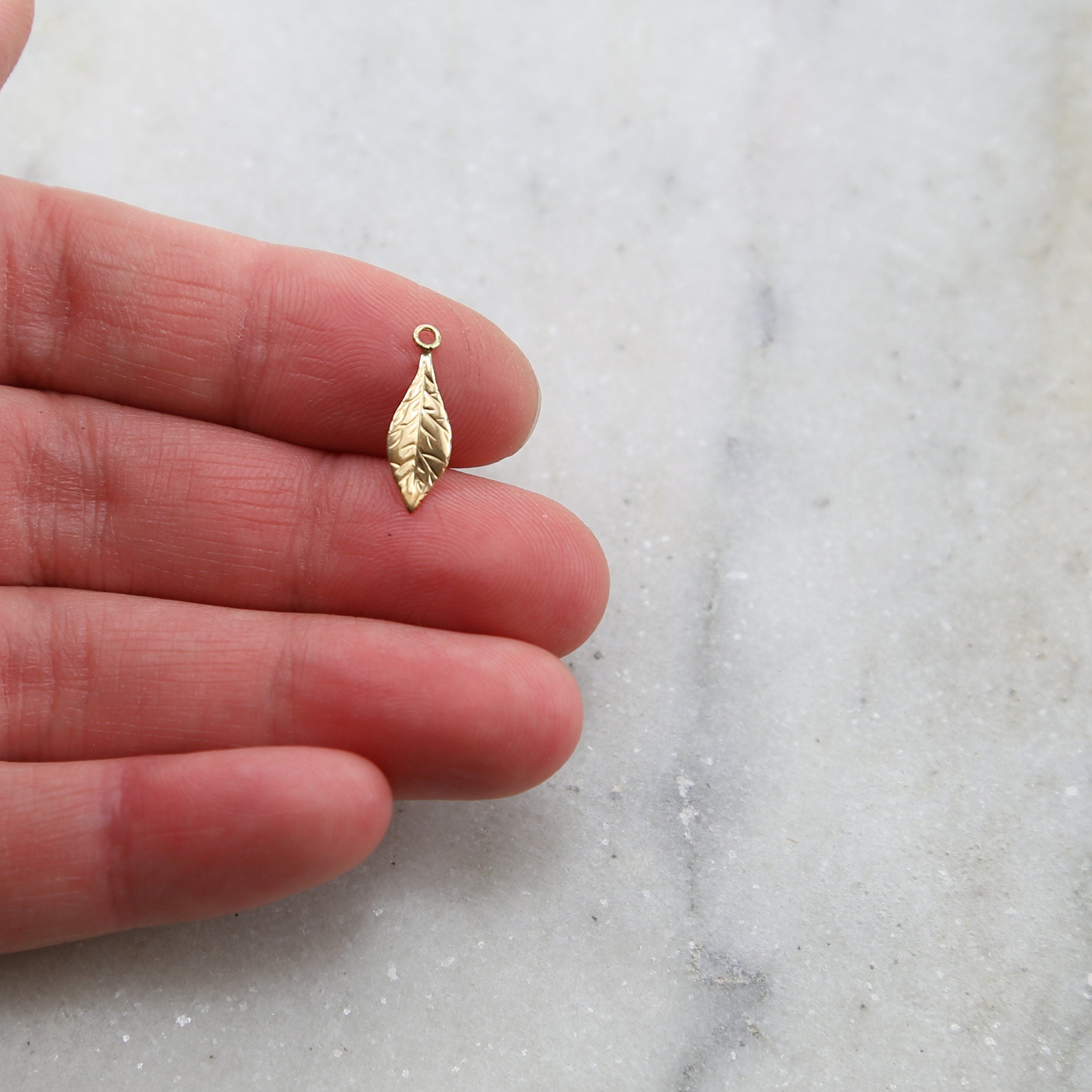 Sterling Silver or 14K Gold Filled Thin Delicate Detailed Leaf Charm (4pc)