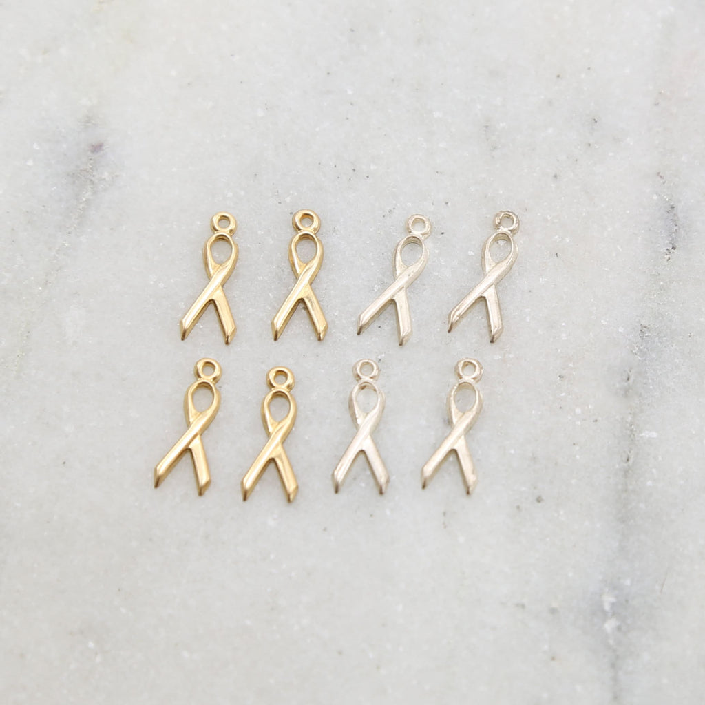 Sterling Silver or 14K Gold Filled Awareness Ribbon Delicate Charm (4pc)