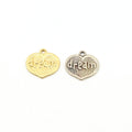 16mmx18mm Sterling Silver or Vermeil Textured Dream Heart Inspirational Word