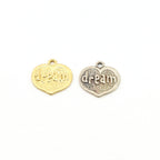 16mmx18mm Sterling Silver or Vermeil Textured Dream Heart Inspirational Word
