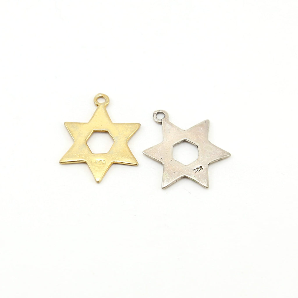 Sterling Silver or Vermeil Flat Star of David Charm Religious Jewish Pendant