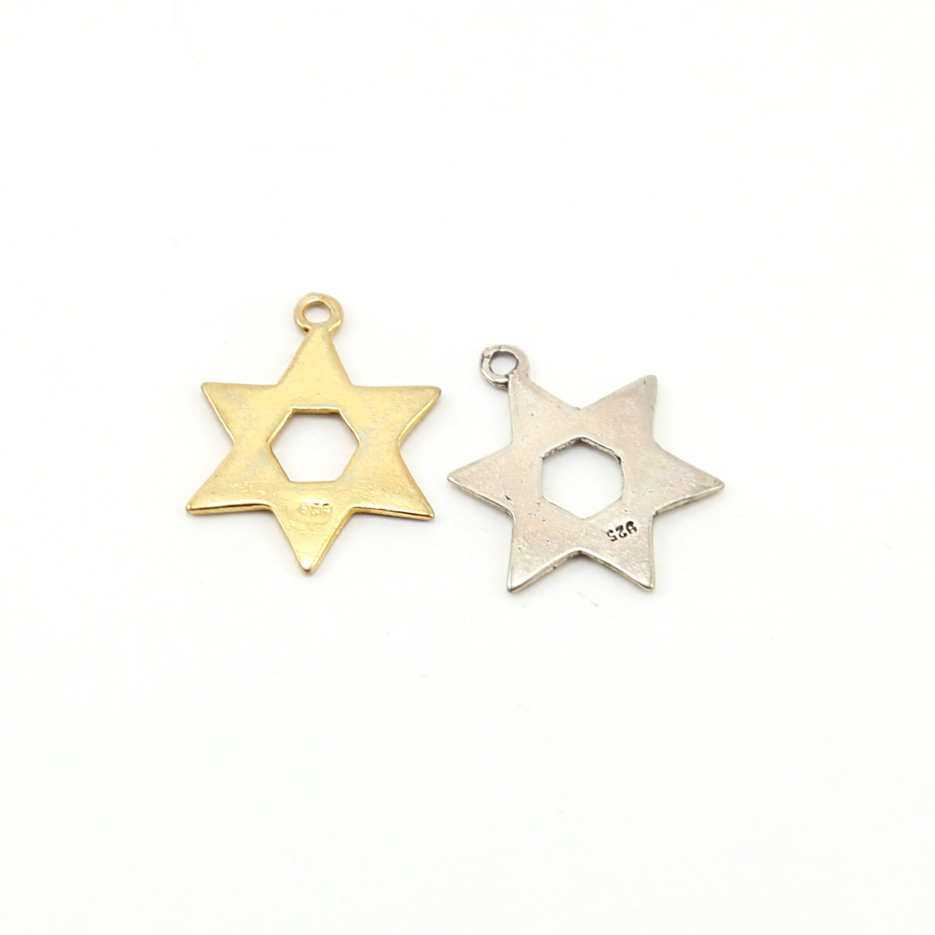 Sterling Silver or Vermeil Flat Star of David Charm Religious Jewish Pendant
