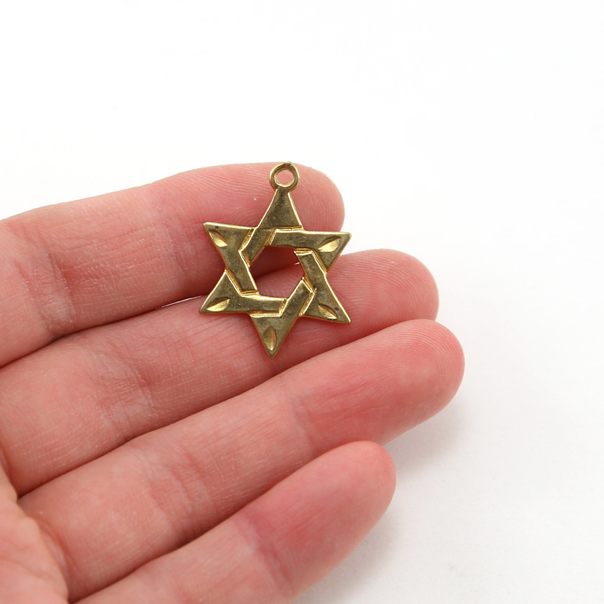 Sterling Silver or Vermeil Flat Star of David Charm Religious Jewish Pendant
