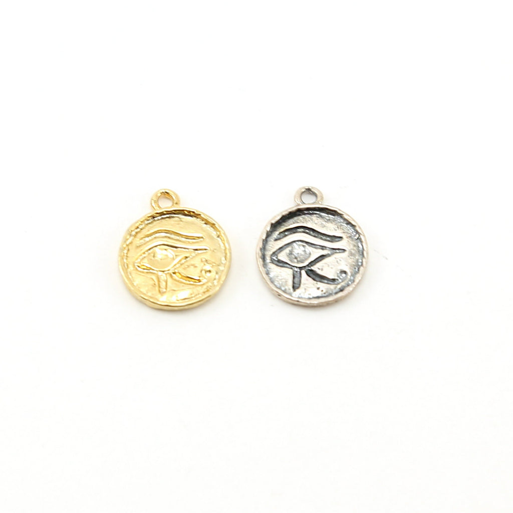 Sterling Silver or Vermeil Eye of Horus Ancient Egyptian Coin Medallion Charm