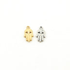 14mmx8mm Sterling Silver or Vermeil Small Hamsa with Evil Eye Charm