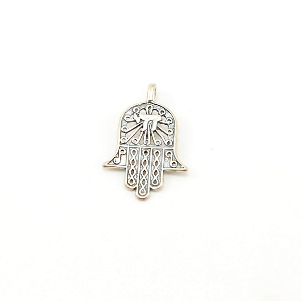 Sterling Silver Large Hamsa Filigree Life Charm