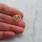 Sterling Silver or Vermeil Fancy Filigree or Heart Charm Valentines Day