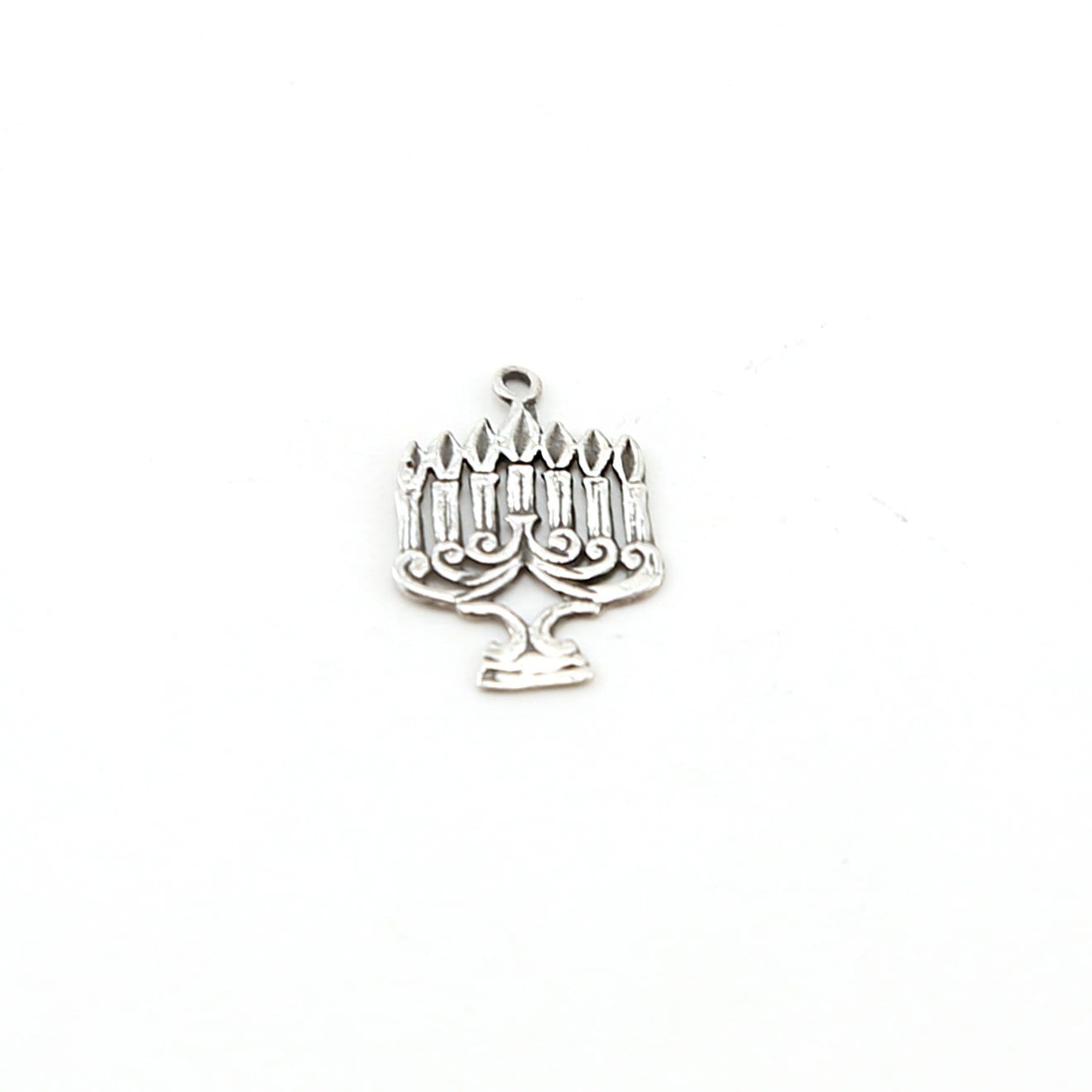 Sterling Silver or Vermeil Flat Thin Menorah Hanukkah Jewish Religious Charm