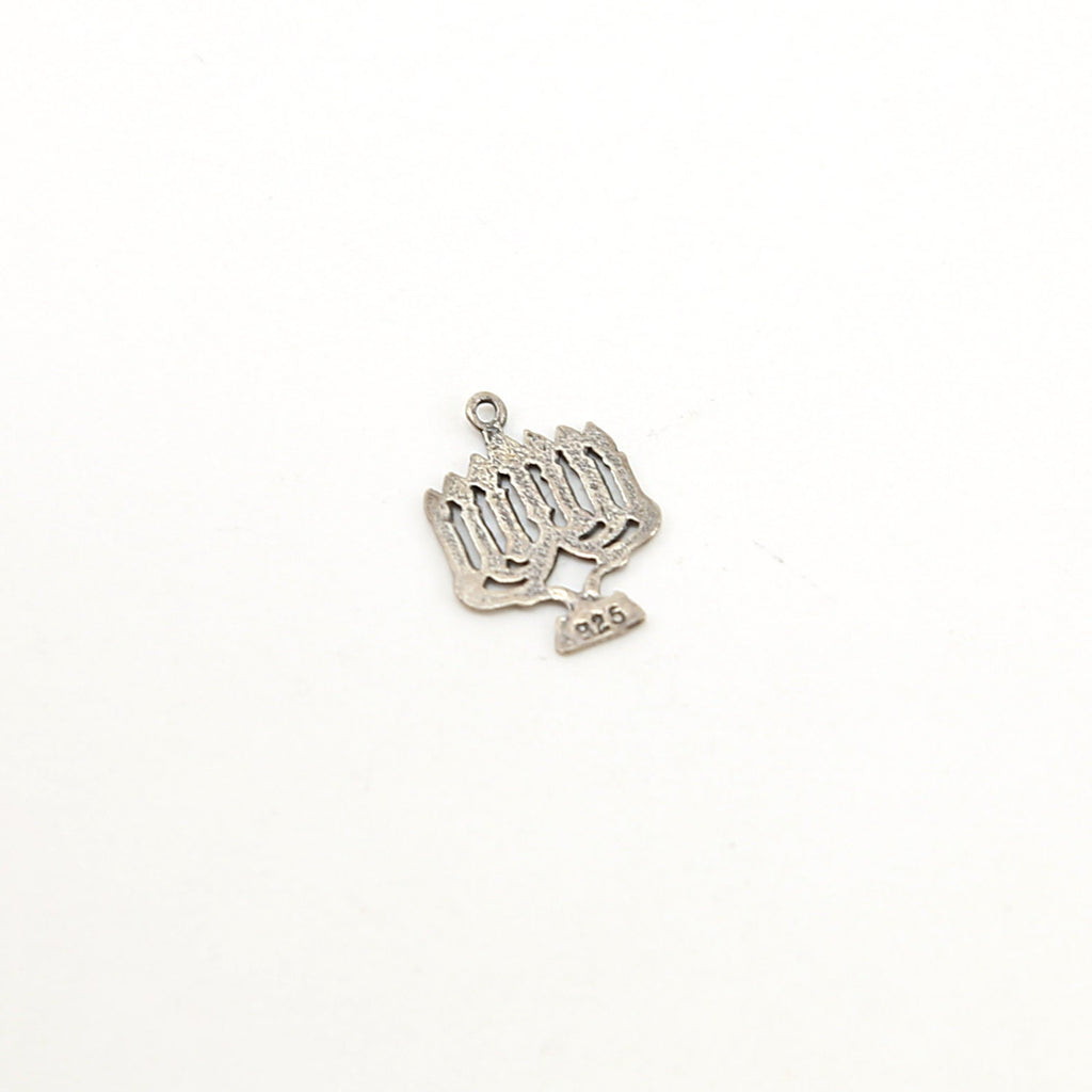 Sterling Silver or Vermeil Flat Thin Menorah Hanukkah Jewish Religious Charm