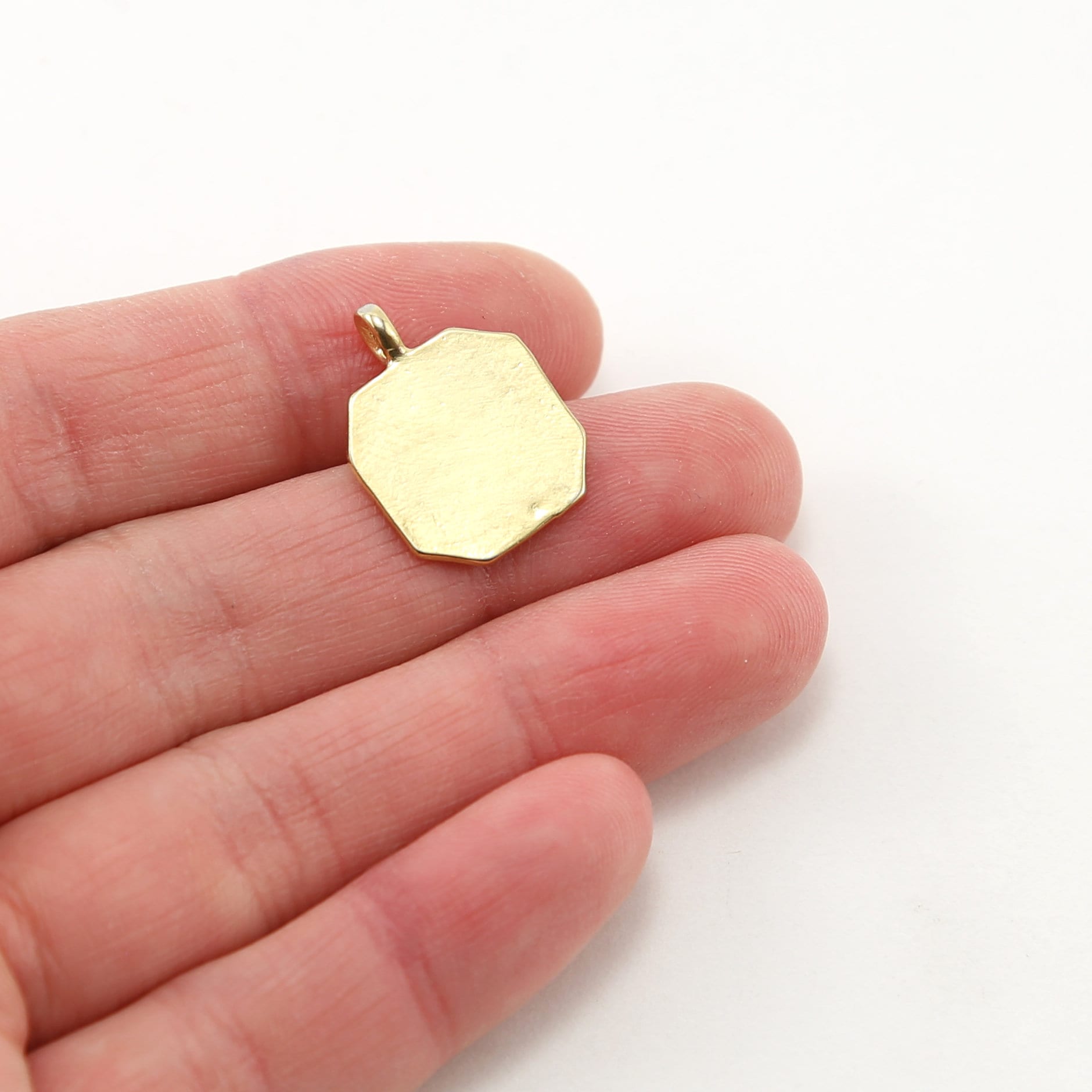 Sterling Silver or Vermeil Om Ohm Octagon Buddha Mantra Yoga Charm Pendant