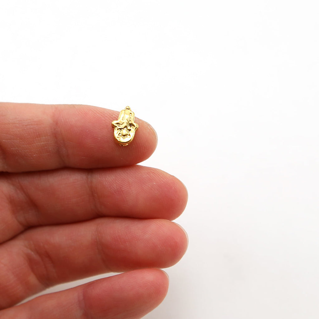 9mmx6mm Vermeil Hamsa Bead with Star of David Great for Necklaces