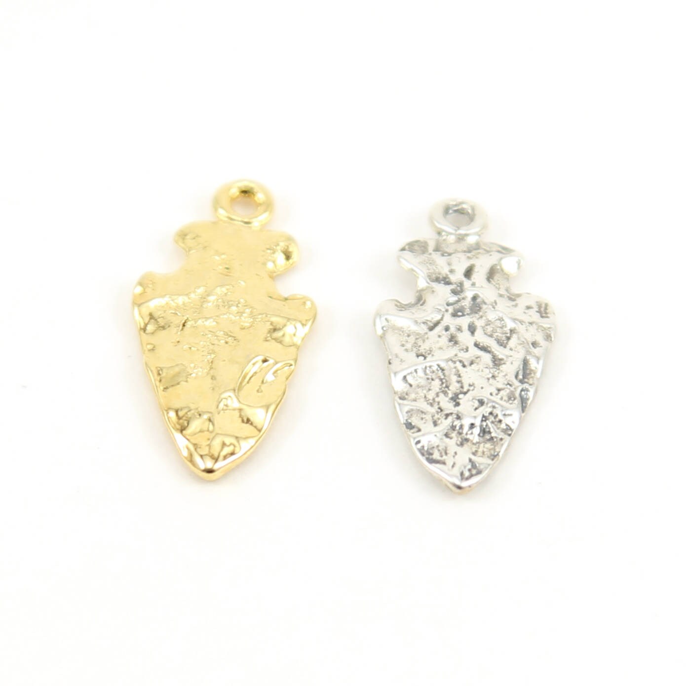 Sterling Silver or Vermeil Hammered Textured Arrowhead Pendant Charm