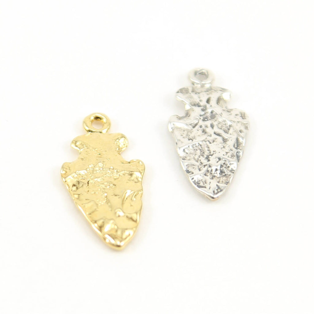 Sterling Silver or Vermeil Hammered Textured Arrowhead Pendant Charm