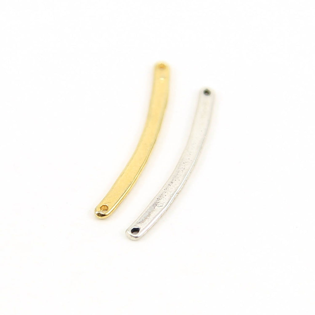 Sterling Silver or Vermeil Curved Bar Connector Charm with 2 Hole