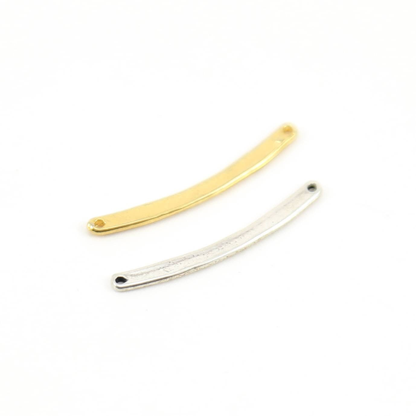 Sterling Silver or Vermeil Curved Bar Connector Charm with 2 Hole