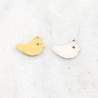 Sterling Silver or Vermeil Small Flat Dove Bird Charm in or Sparrow Nature