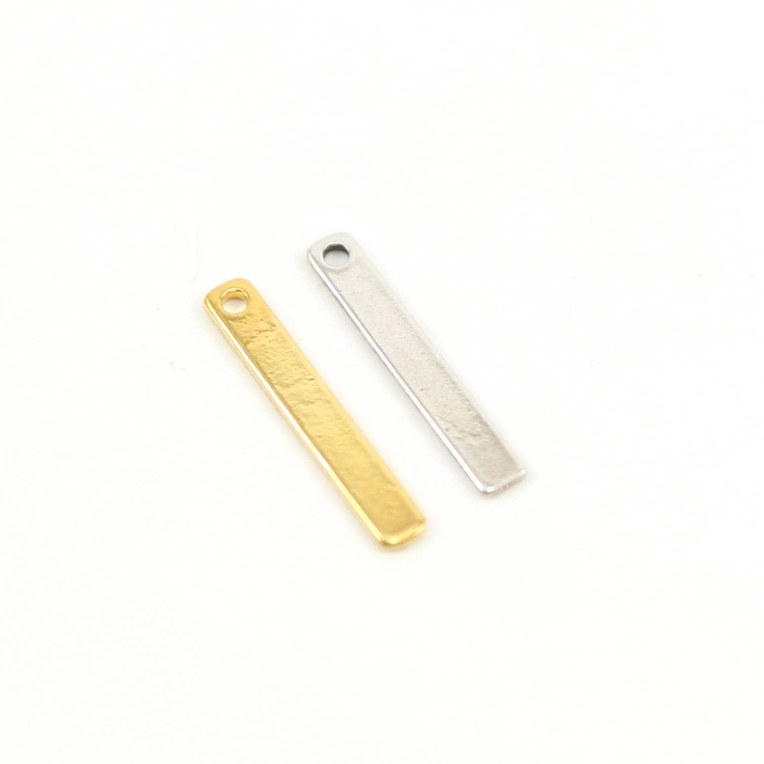 Sterling Silver or Vermeil Flat Bar Charm Pendant with Hole